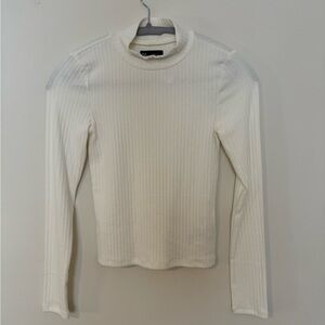 NWT Gap Women’s Off White Mockneck Cropped Shirt XS Petite